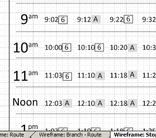TTC schedule wireframe